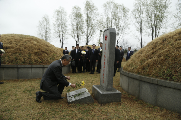 王毅祭扫江东郡中国人民志愿军烈士陵园(图4)